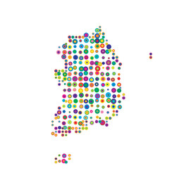 Abstract map of the South Korea drawn with overlapping colored circles like sweets or candies