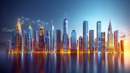 Obraz premium Skyscraper set, white background, high rise, super tall, giant skyscraper collection, apartment, perspective, contemporary, 3D, bank, property, real estate, smart，Contemporary High-Rise Skyscraper 