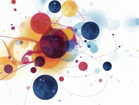 Quantum particle visuals flat design side view subatomic particles theme water color Complementary Color Scheme