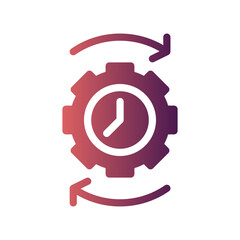 time management flat gradient icon