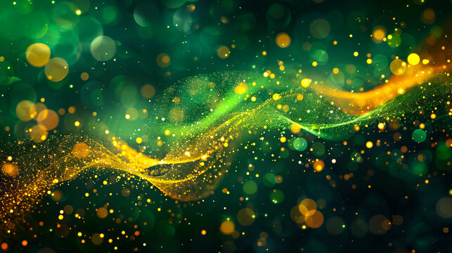 A green and gold background with sparkles.