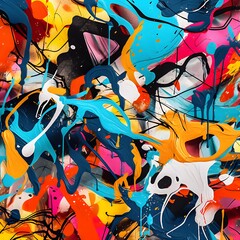 A vibrant and dynamic background with splashes of bright colors. Abstract graffiti wall background. Generative AI.