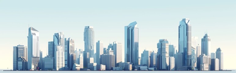 Fototapeta premium Skyscraper set, white background, high rise, super tall, giant skyscraper collection, apartment, perspective, contemporary, 3D, bank, property, real estate, smart，Contemporary High-Rise Skyscraper 