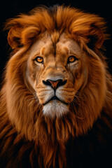 Fototapeta premium Regal lion with a deep gaze and rich mane