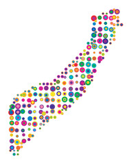 Abstract map of Somalia drawn with overlapping colored circles like sweets or candies