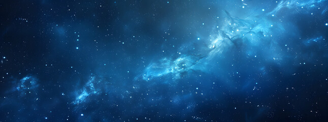 Fototapeta premium Blue night starry sky, space background. Wallpaper with a serene blue night sky