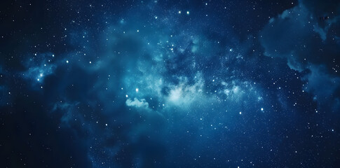 Blue night starry sky, space background. Wallpaper with a serene blue night sky