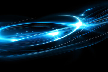 Blue glowing energy waves in dark space