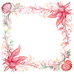 Fototapeta premium frame with flowers and butterflies, abstract floral frame, frame with flowers