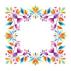 Obraz premium frame with flowers and butterflies, abstract floral frame, frame with flowers