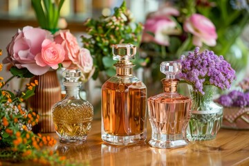 Violet sophisticated fragrance mixes with ambient aromatic perfume toiletry, adding a refreshing lavender scent and sophisticated odor