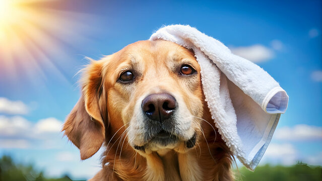 a dog wiping out sweat