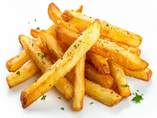 French fries on a white background. - obrazy, fototapety, plakaty