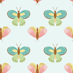 Colorful Butterfly Watercolor Seamless Pattern