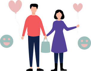 Boy and girl holding balloons.