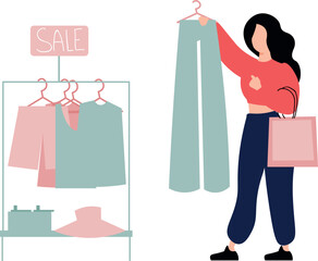 Girl shopping on sale.