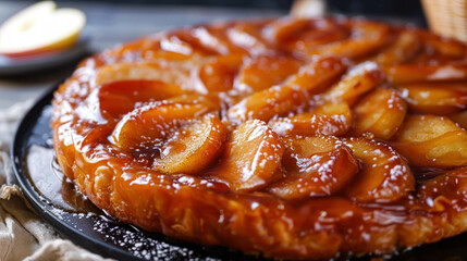 French Tarte Tatin Dessert, Upside-Down Pastry in Which the Apples Are Caramelized in Butter and Sugar Before the Tart is Baked, Originated In The Loire Valley