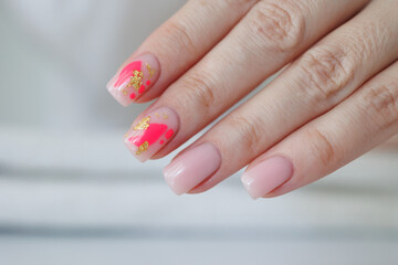 Female hands above white background