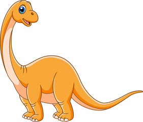 Cartoon funny Brontosaurus isolated on white background