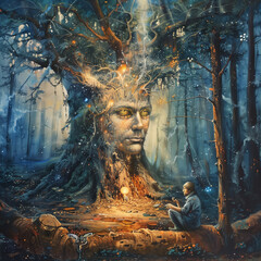 Man in forest spiritual AI generated art