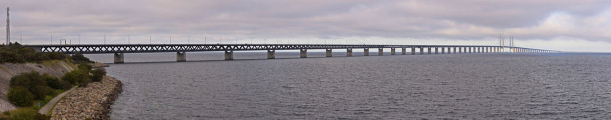 Panoramic view of the Öresund bridge between Denmark,Copenhagen and Sweden,Malmö, Europe
