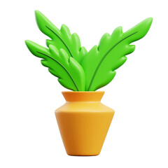 tropical indoor flowerpot house decoration 3d icon illustration render design