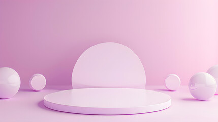 Obraz premium Product podium 3d. Empty podium pedestal display violet background with cylinder stand,abstract blank product shelf standing backdrop,front view focus ideal luxury sleek pedestal pictorial space