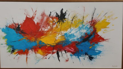 abstract expressionist painting with white background
