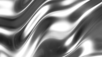 Liquid chrome waves background, shiny and lustrous metal pattern texture, silky 3D  illustration.