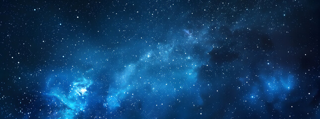 Fototapeta premium Blue night starry sky, space background. Wallpaper with a serene blue night sky