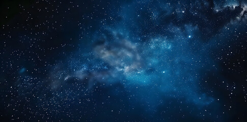 Blue night starry sky, space background. Wallpaper with a serene blue night sky