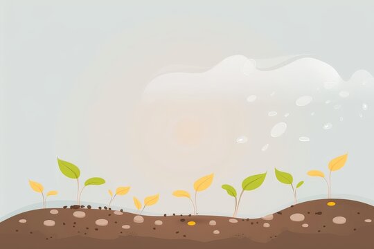 growing plants in soil, green and yellow leaves clip art preview