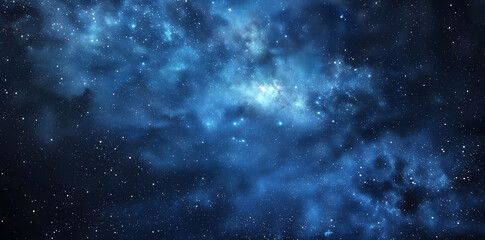 Blue night starry sky, space background. Wallpaper with a serene blue night sky