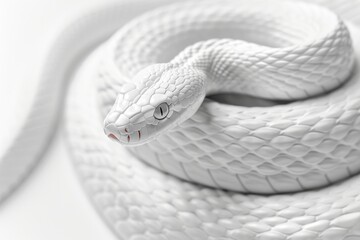 Fototapeta premium 2025年の干支の白い蛇（正月・新年・元旦・年賀はがき・賀正）