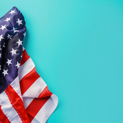 Memorial Day theme with an American flag on a bright, vibrant blue backdrop.