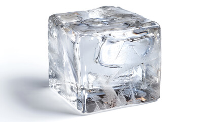 crystal clear ice cube isolated on white