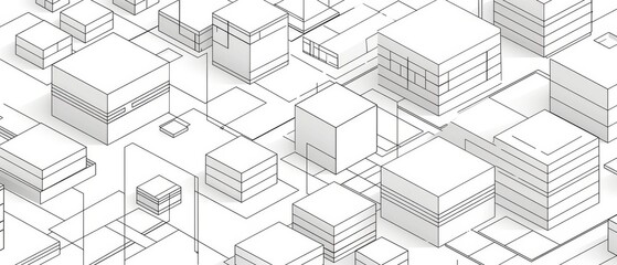 Line art of isometric blocks on a white background