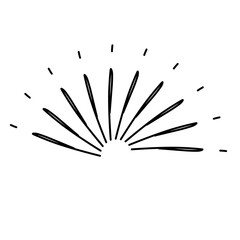 Hand drawn sunburst half circle with lines. Vector ilustration