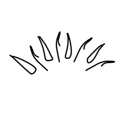 Hand drawn sunburst half circle with lines. Vector ilustration