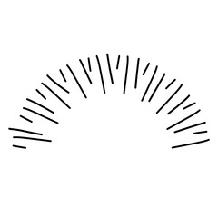 Hand drawn sunburst half circle with lines. Vector ilustration