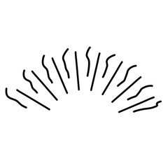 Hand drawn sunburst half circle with lines. Vector ilustration