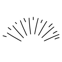 Hand drawn sunburst half circle with lines. Vector ilustration