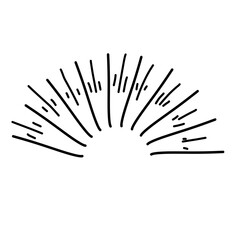 Hand drawn sunburst half circle with lines. Vector ilustration