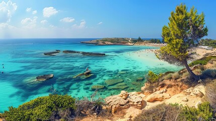 Nissi beach  cyprus paradise of white sands and turquoise waters for relaxing and family holidays