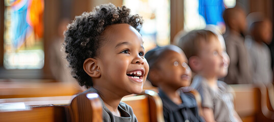 A group of children participating in a Sunday school lesson at church