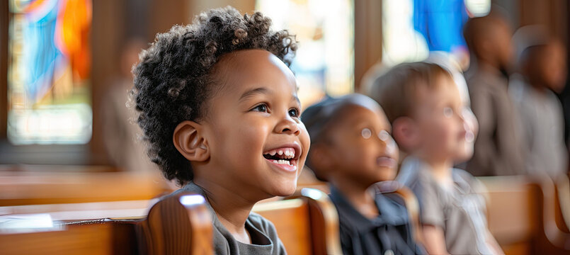 A group of children participating in a Sunday school lesson at church