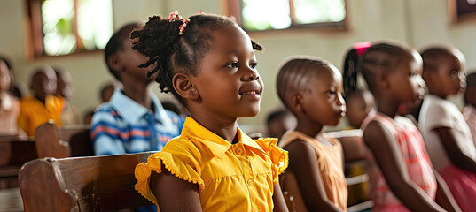 A group of children participating in a Sunday school lesson at church