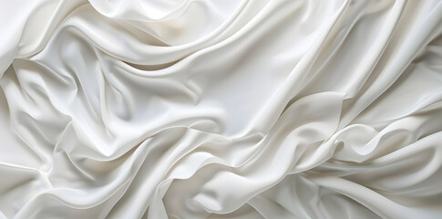 Fototapeta premium White fabric waves aesthetic abstract background with 3D effect