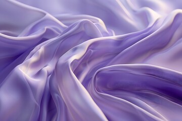 A close-up of soft lavender purple fabric with flowing folds, creating a serene and elegant atmosphere, perfect for backgrounds and texture themes.