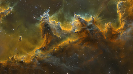 A beautiful orange and yellow cloud of gas and dust in space
